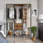 Bartinus Industrial Rustic Open Wardrobe Garment Rail With Storage Shelves And Drawers