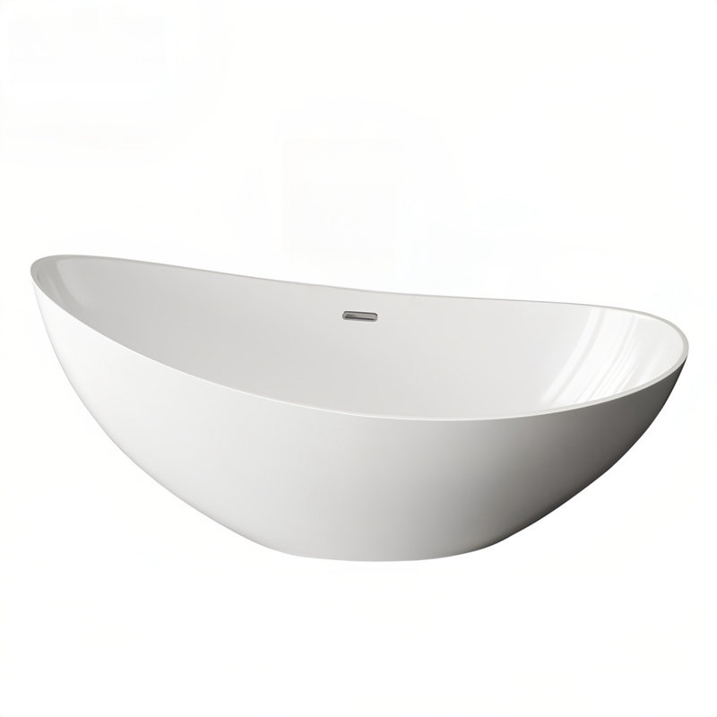 62.99'' x 31.89'' Freestanding Soaking Acrylic Bathtub, White