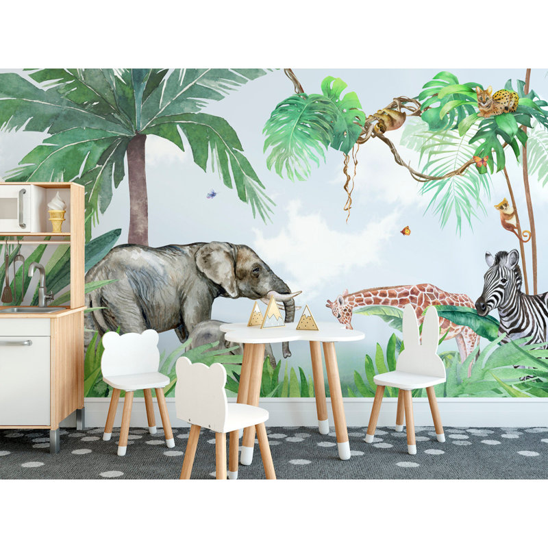 Papier peint girafe tropicale, L 48,96 po x l 75 po