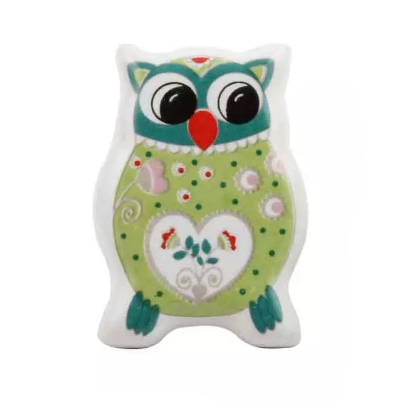 Set of 6 Flat Owl Ceramic Knobs