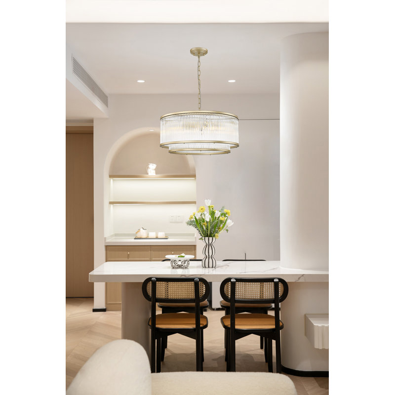 Dosch 5 - Light Geometric Pendant, 150cm H x 51cm W, 6 Lights, Matt Gold