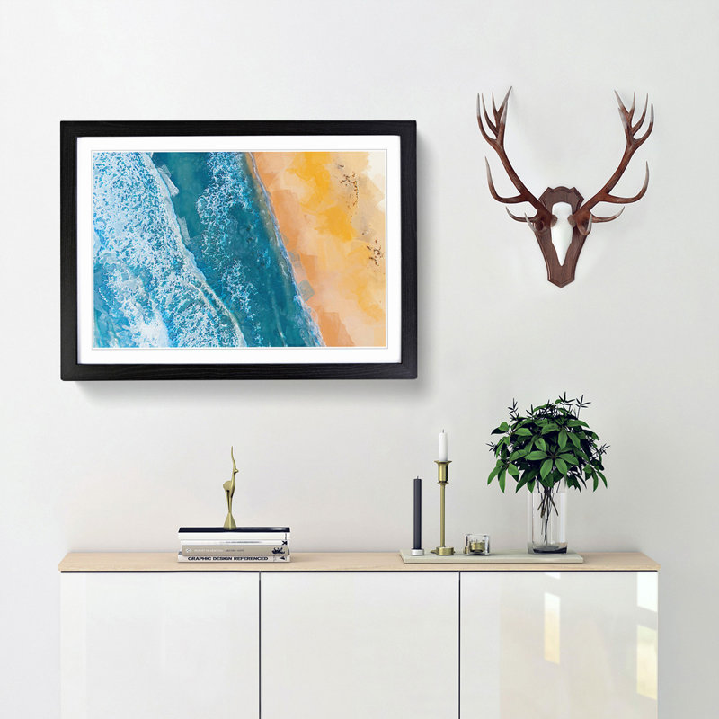 The Palm Coast in Florida in Abstract - Picture Frame Graphic Art Print, Black Framed, 62cm H x 87cm W x 2cm D