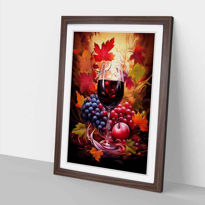 Wine Digital - Framed Print, Walnut , 64cm H x 46cm W x 2cm D