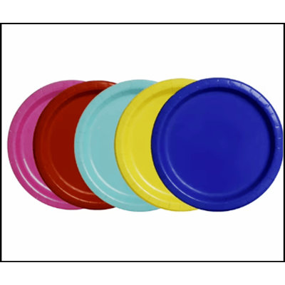 Assorted Colors Disposable Paper Dinner Plates, Perfect for Vibrant and Eco-Friendly Celebrations, 9in, Multicolor, 10 Count