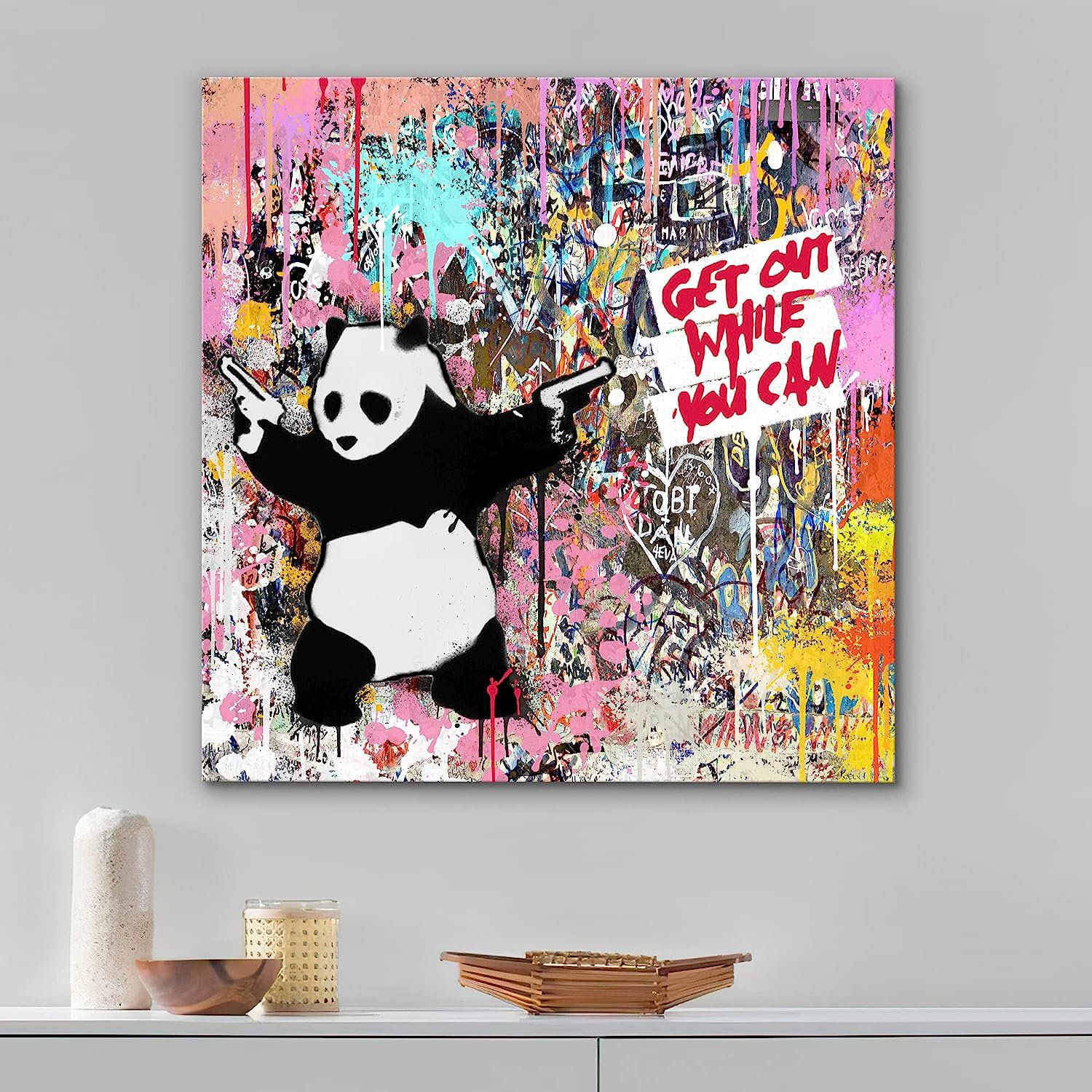 IDEA4WALL Pop Urban Street Girl and Heart Balloon Banksy There is Always  Hope Colorful Canvas Bold Art Print