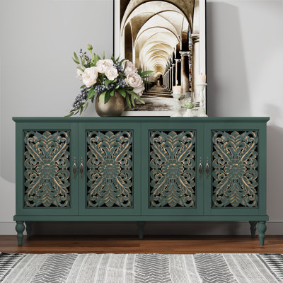62" W Sideboard Cabinet with Adjustable Shelves and 4 Doors