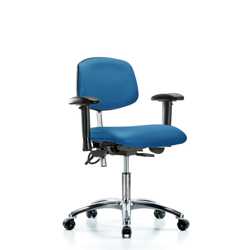 Neve Vinyl Task Chair, Blue, Casters, Not Included