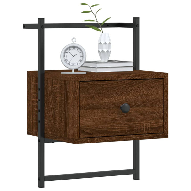 Huckstep 35cm W Bedside Table, Brown Oak, 1