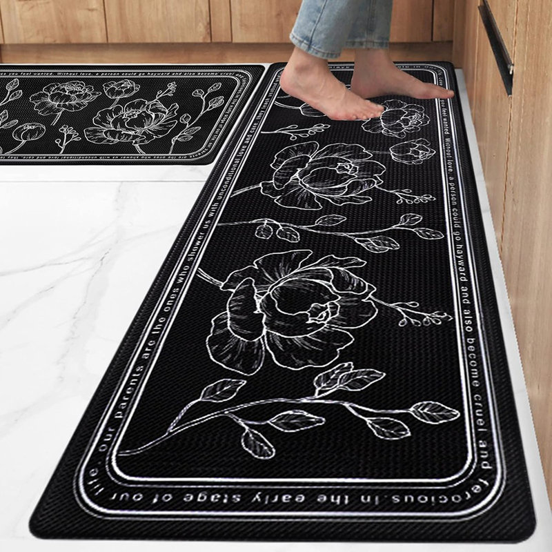 Tapis de cuisine - gris - antidérapant, antidérapant, antidérapant, imperméable et de qualité supérieure en PVC pour la cuisine, le bureau, la maison et la lessive