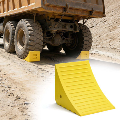 Yescom Heavy Duty Wheel Chocks Fit under 58" Tire Non-Slip Yellow Extra Large for Mining Truck Tractor Trailer