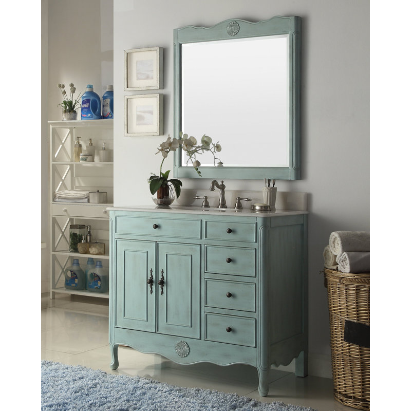 Ensemble de meuble-lavabo simple 38 po Medina, Bleu clair vieilli