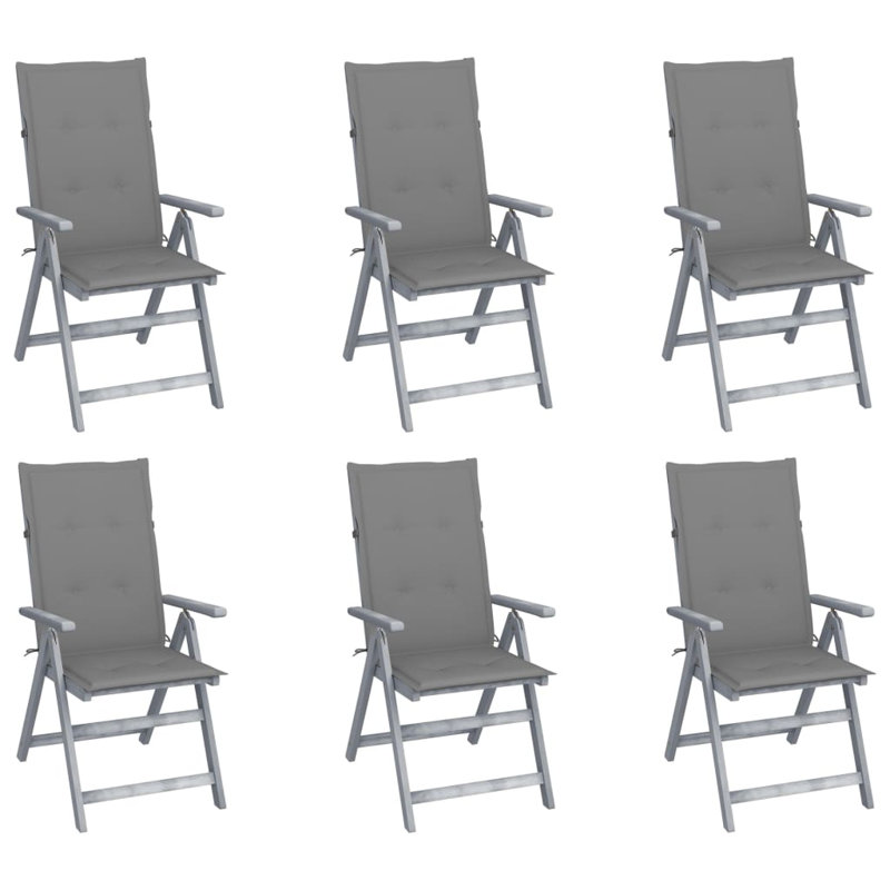 Chaise de patio en acacia avec coussin, Gris