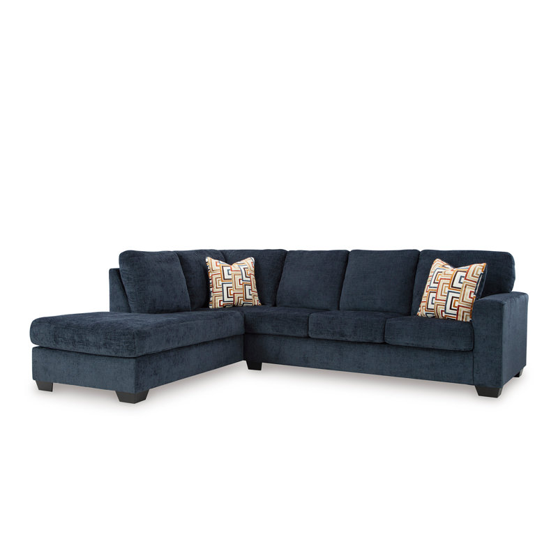 Kleban 2-Piece Sectional With Chaise, Left Hand Facing, Blue Polyester