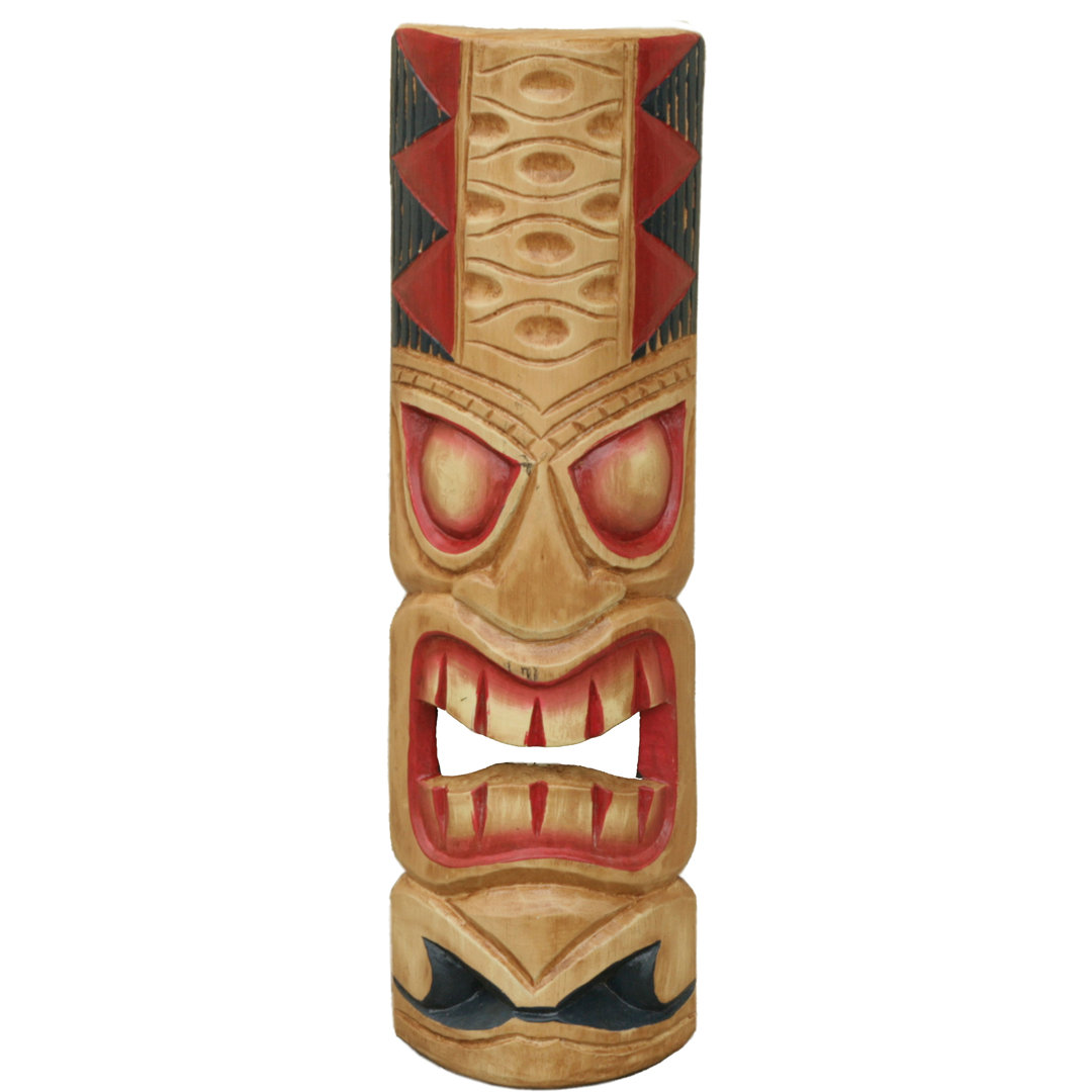 20" H Tiki Mask Classic Hawaiian Wood Wall Decor Backyard X-Scapes