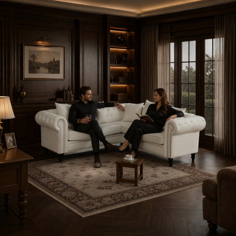 Canapé modulaire 2 pièces Traditional, Canapé Chesterfield