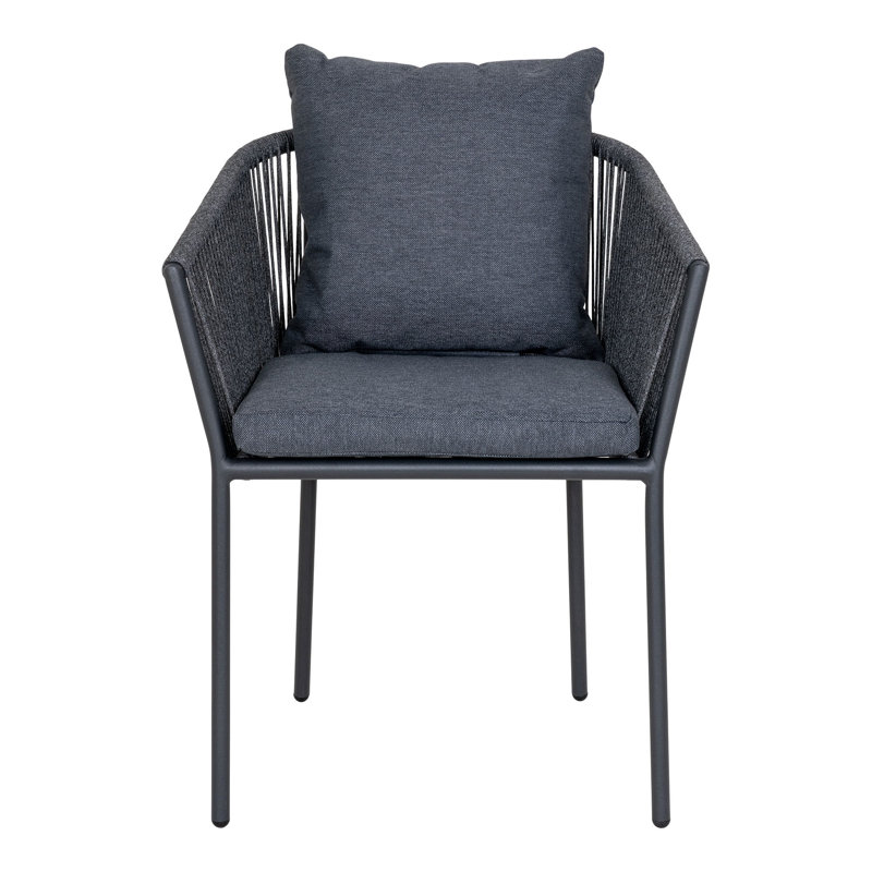 Plessis 48cm H Polyester Upholstered Parsons Chair in Grey / Black