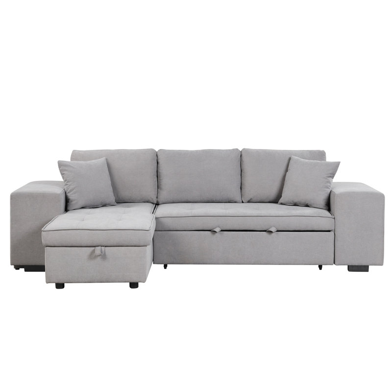 Ensemble de canapé-lit modulaire réversible en L de 104,5 po avec 3 chaises avec rangement et 2 tabourets pour le salon