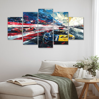 «American Sports Car At The Race Track III - Ensemble de décorations murales de course»