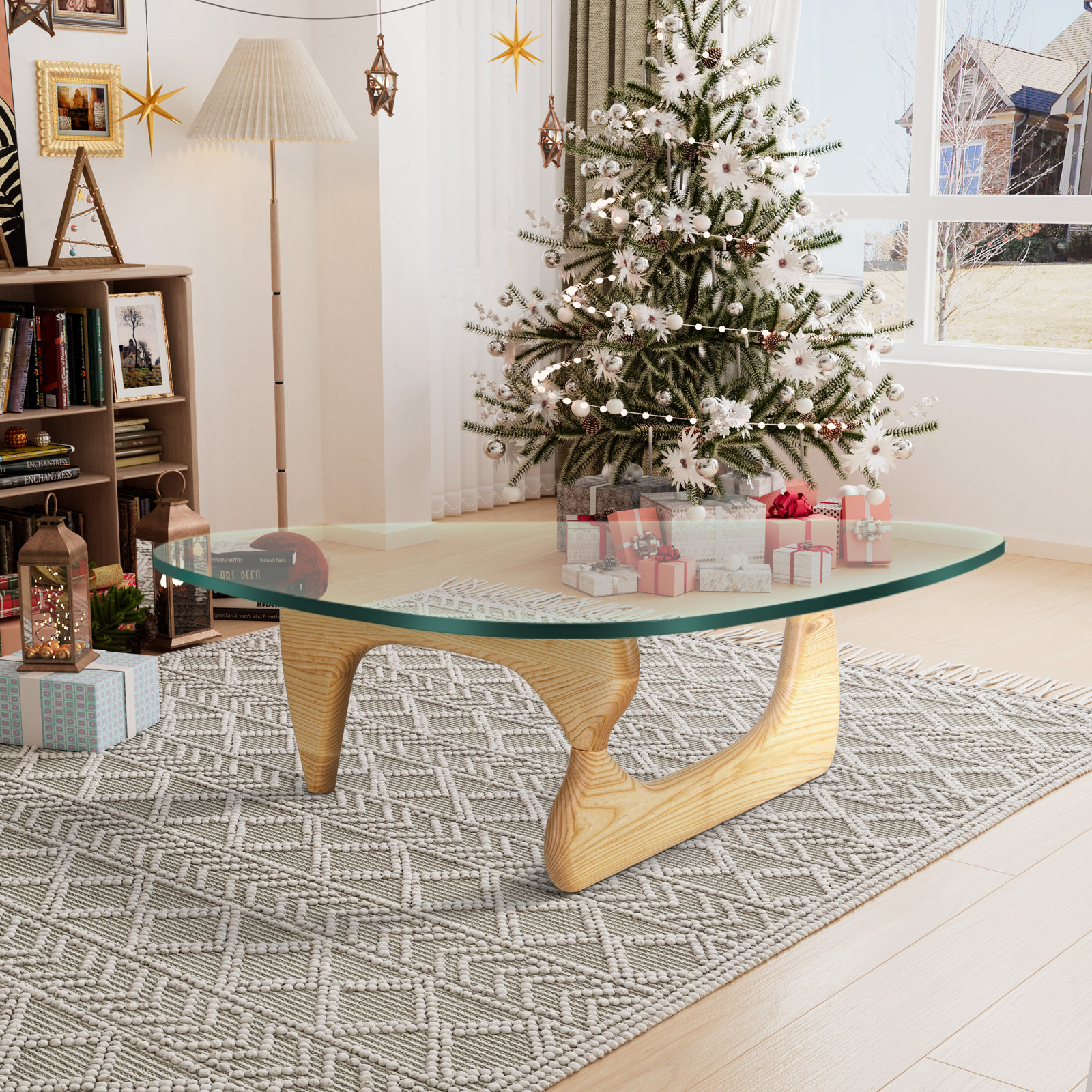 Kiruthika 51" Glass Coffee Table, Natural