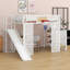 Lit mezzanine en métal avec bureau intégré, garde-robe ouverte, panier de basketball, glissade et escalier-1275578758