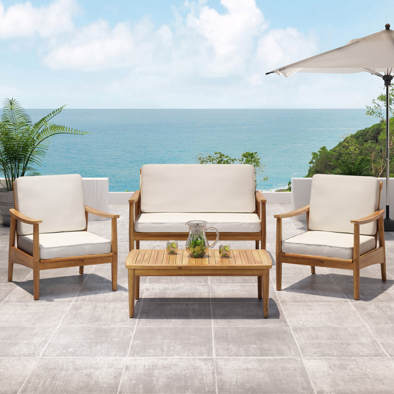 James Acacia 4 - Person Patio Conversation Set with Cushions