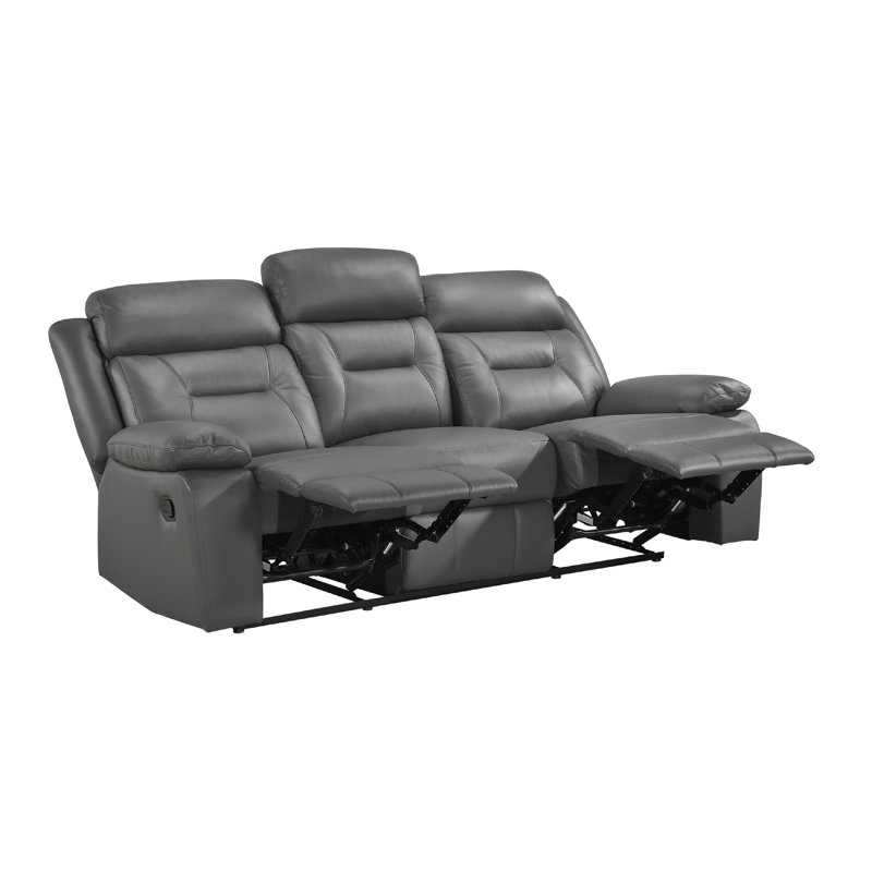 Canapé inclinable électrique Conia, cuir, USB, 87 po, Manuel - Bouton-poussoir, Gris foncé