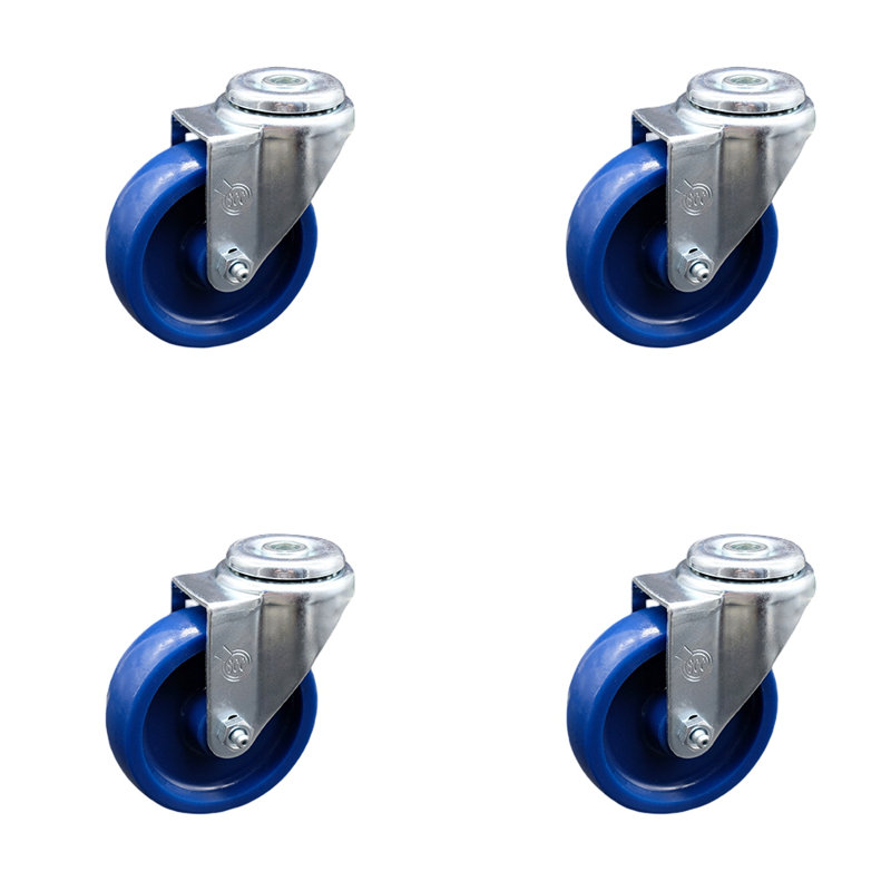 SS Solid Polyurethane Wheel Swivel Bolt Hole Caster Set Service Caster