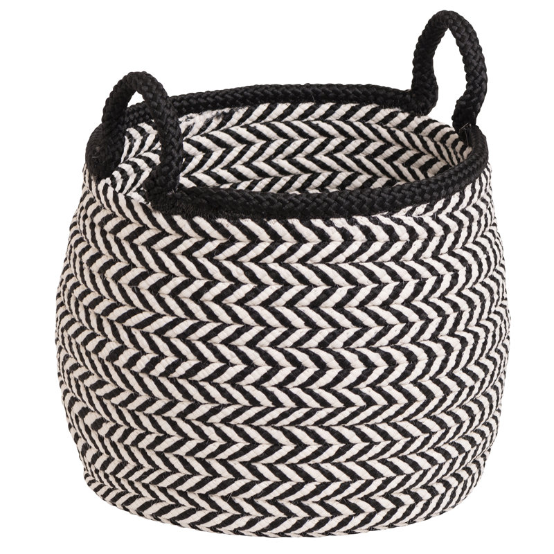 Preve Storage Basket with Handles, White/Black, 17" H x 18" W x 17" D