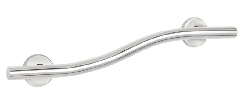 Lifestyle & Wellness Stainless Steel Wave Grab Bar, 5.35" H x 24" W, Polished Stainless