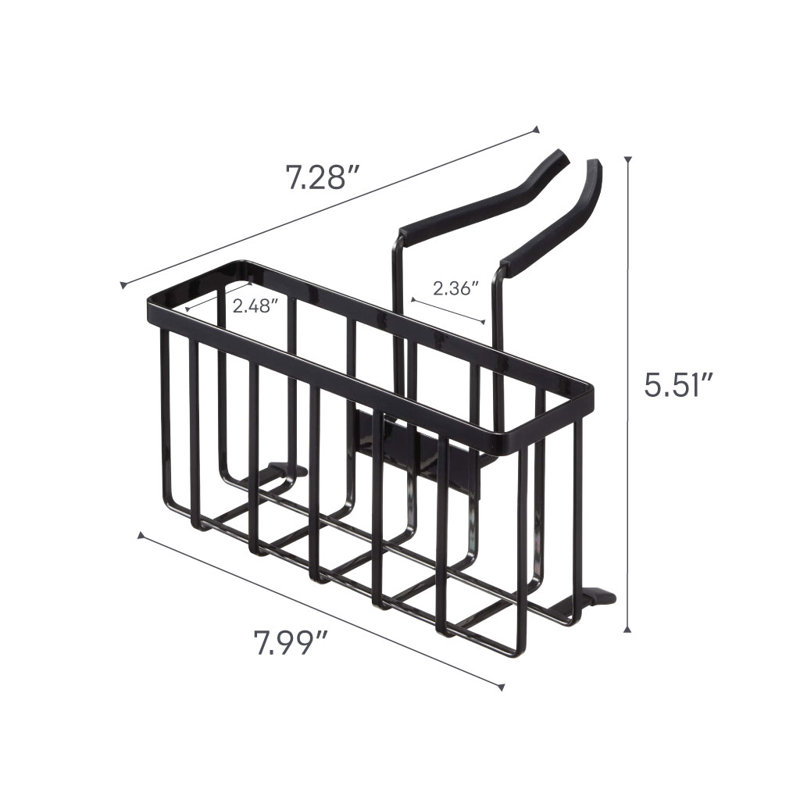 Black Steel Faucet-Hanging Sponge Caddy
