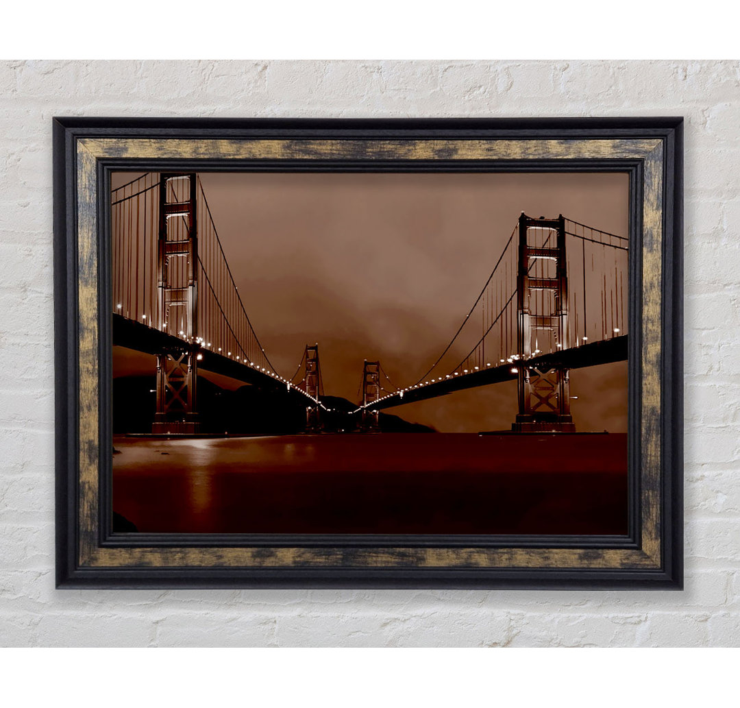 Golden Gate Bridge Zwillinge Braun - Einzelner Bilderrahmen Kunstdrucke