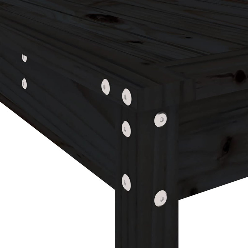 Avital Brayden Studio Bar Set with Wood Frame and Solid Wood Outer Material, Black