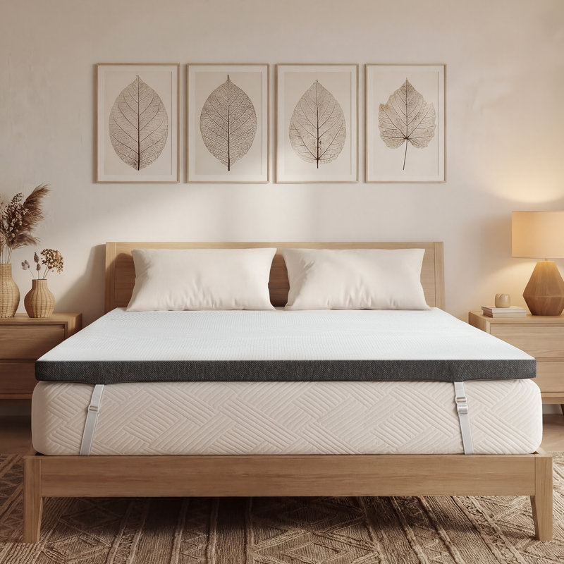 Memory Foam Mattress Topper With Soft Ventilated Mattress Pad Cover, Bed Topper For Back Pain & Pressure Relief, Queen, 3"