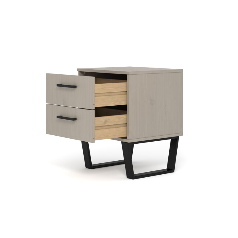 Emmasofia 2 Drawer Bedside Cabinet, industrial design, End table, Side Table, Grey