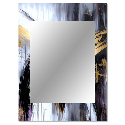 Gold Sturdy Guardians Accented With Grey I - Abstract Decorative Wall Mirror, Gold Mirror, Printed Metal Art