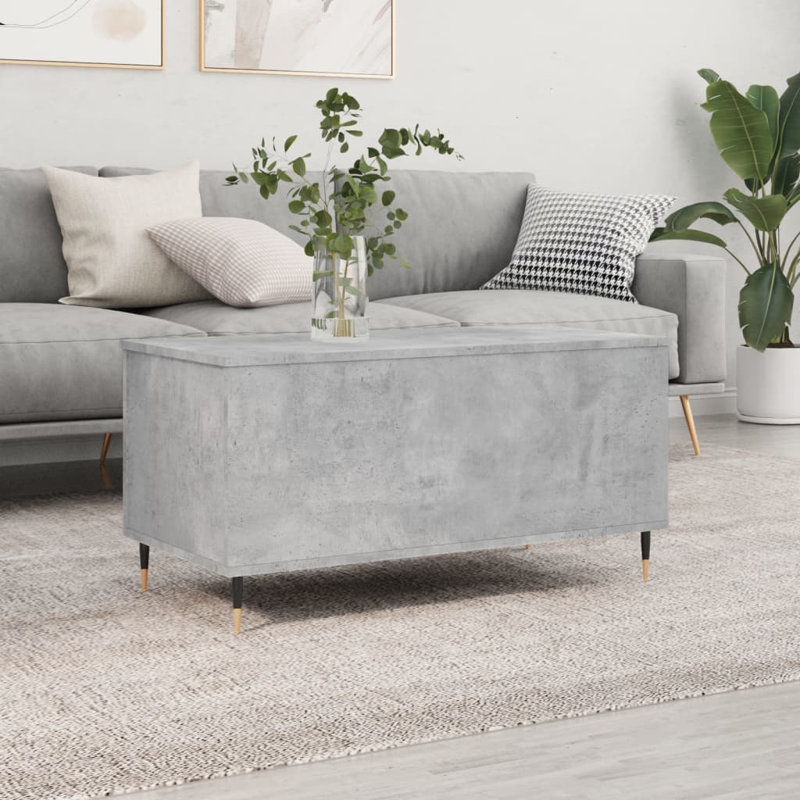 Dumond Coffee Table 90x44.5x45 cm Engineered Wood, Concrete Grey, 45cm H x 90cm L x 44.5cm W