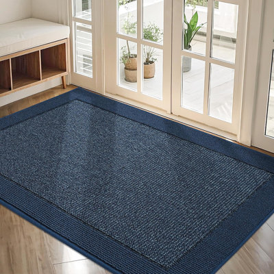 32"X48" Blue Indoor Door Mat - Dirt-Trapping Absorbent, Non-Slip Washable Low-Profile Rug For Front/Back Door/Entryway