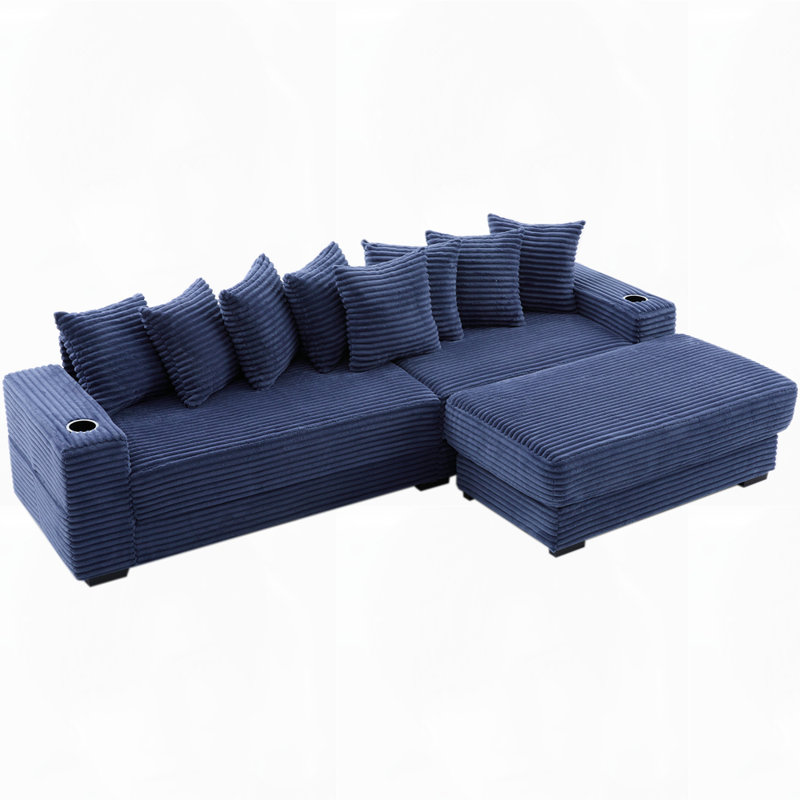 Canapé modulaire en velours côtelé, Bleu