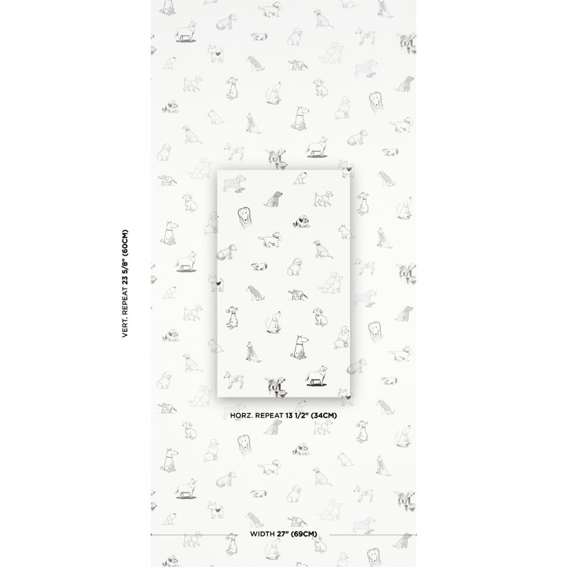 Schumacher X The New Yorker Good Dogs Everywhere Wallpaper, Black/White