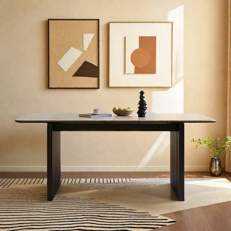 Table de salle à manger élégante et rétro, H 29,9 po x L 70,8 po x l 31,4 po