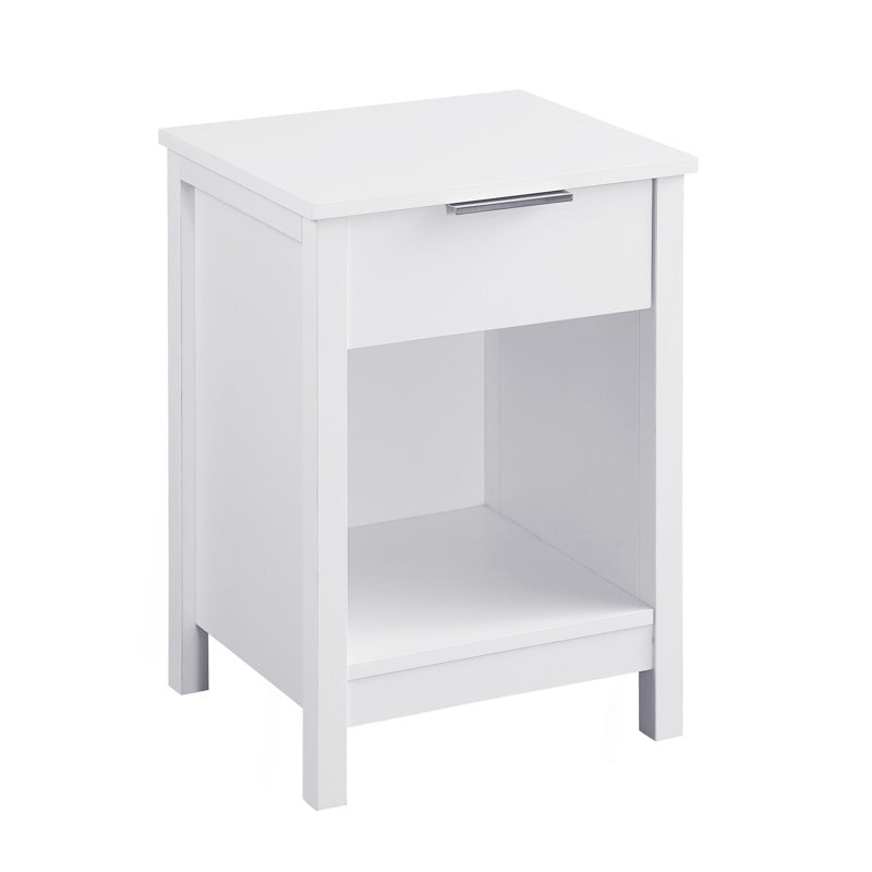 Nightstand With Drawer, End Table With Storage Drawer And Shelf, White