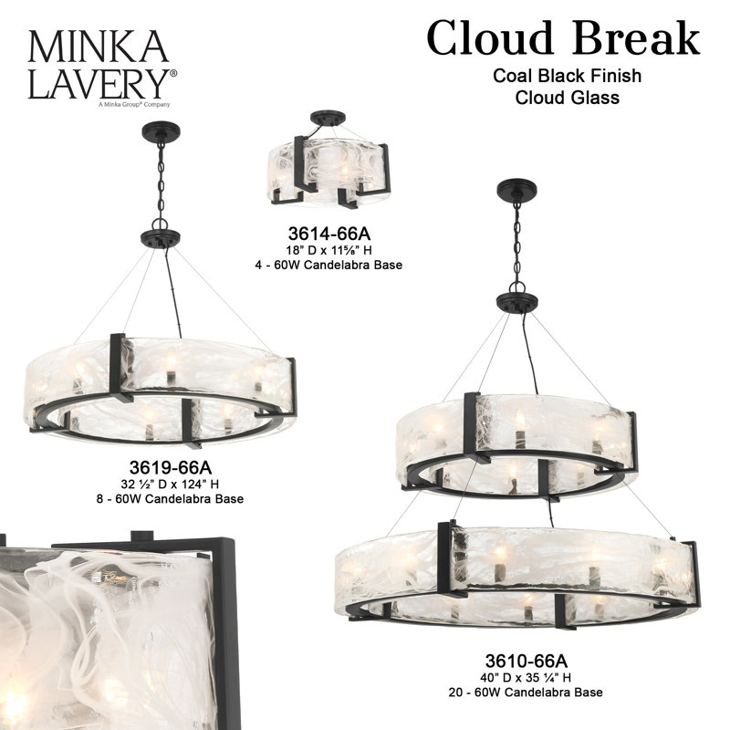 Cloud Break 8 - Light Steel Chandelier
