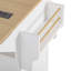 Îlot de cuisine cannelé avec 2 abattants, chariot de rangement de cuisine avec prise de courant, 4 portes, support à épices, table d'îlot roulant avec plateau en grain de bois, bord courbé pour la cuisine, la salle à manger-20745195