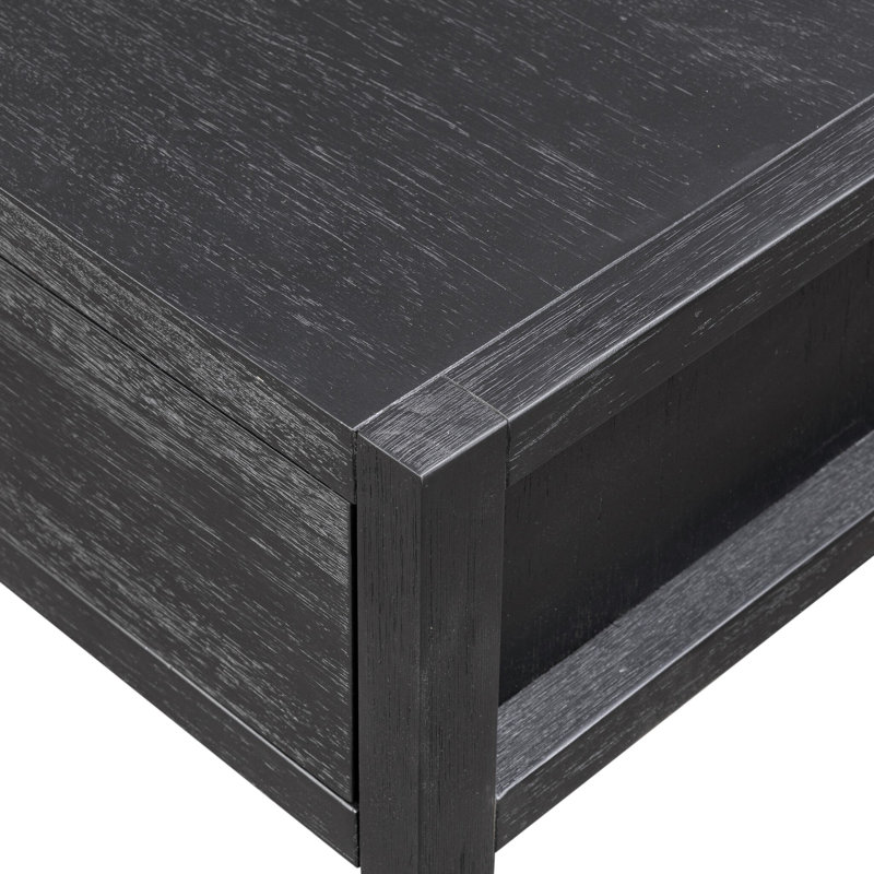 Sullivan Small Nightstand-Saddle Tan, Brushed Black Acacia Solid