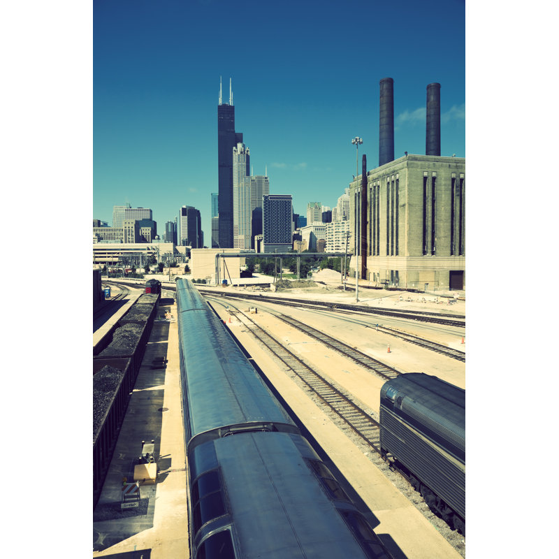 Train In Chicago - Wrapped Canvas Print, 46cm H x 30cm W