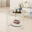 Table de bout ronde moderne à 2 niveaux, structure en métal et table d'appoint en verre trempé transparent, l 23,6 po x P 23,6 po x H 17,7 po-17516639