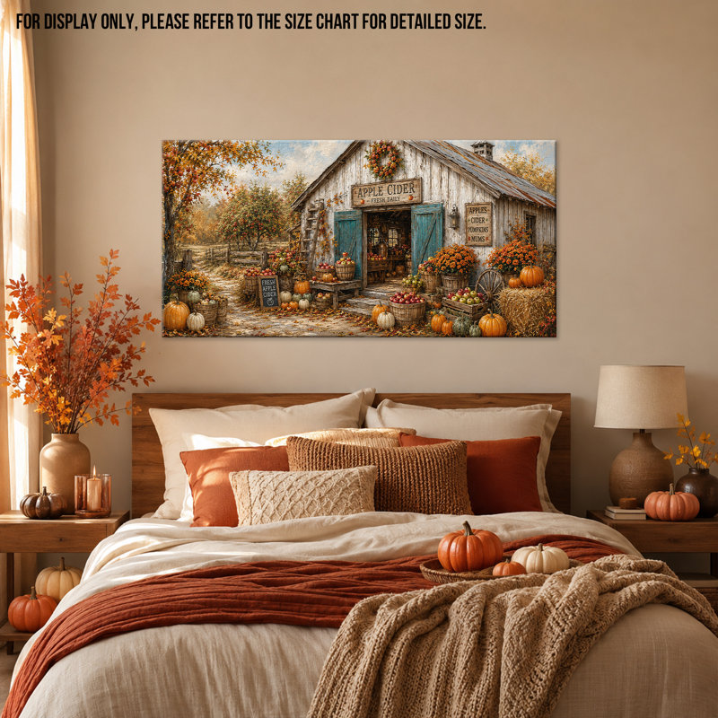 Automne, art mural sur toile, ferme rustique, peinture, cidre d'automne, cidre de pomme