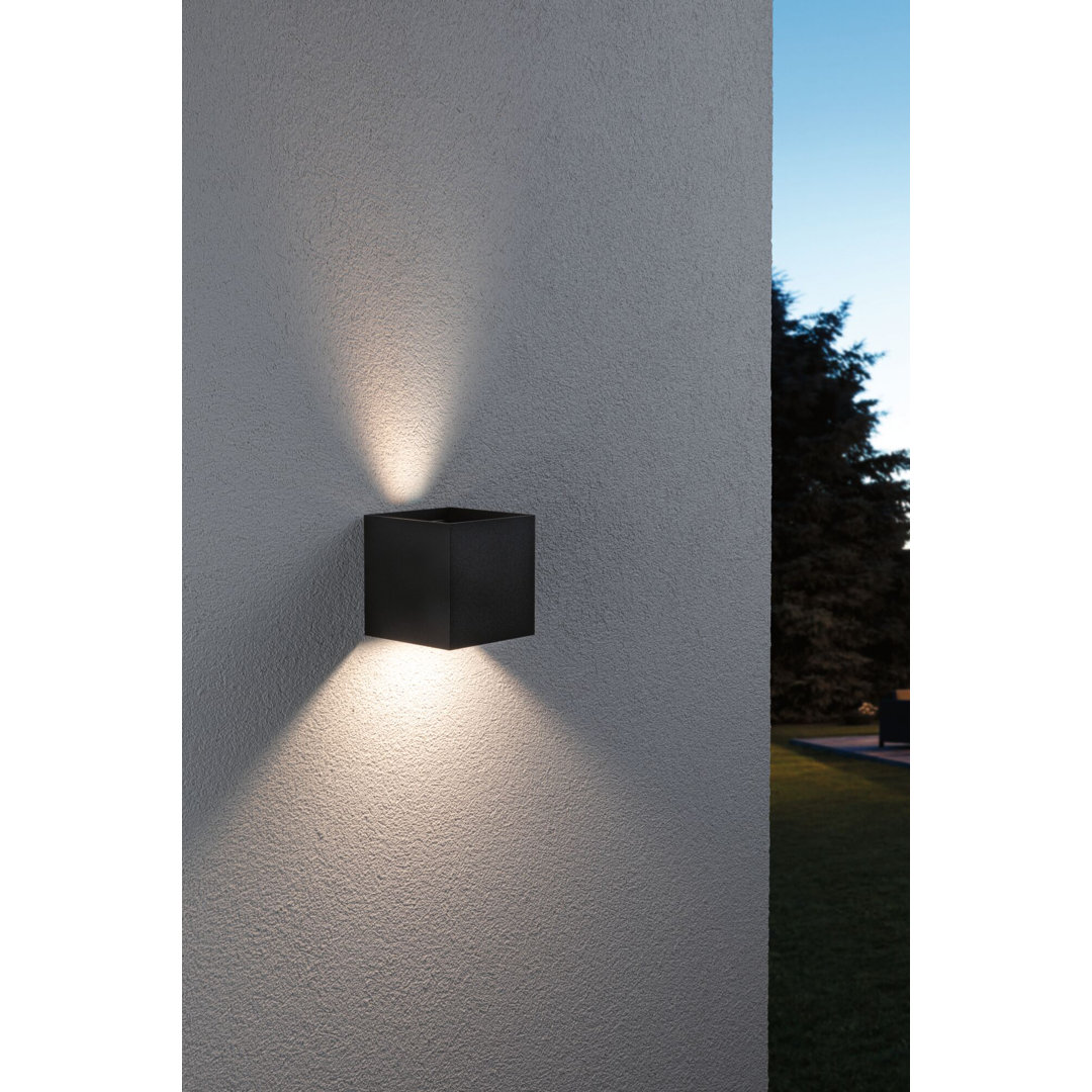 Anthracite 10cm H Integrated LED Frosted Glass Outdoor Flush Mount