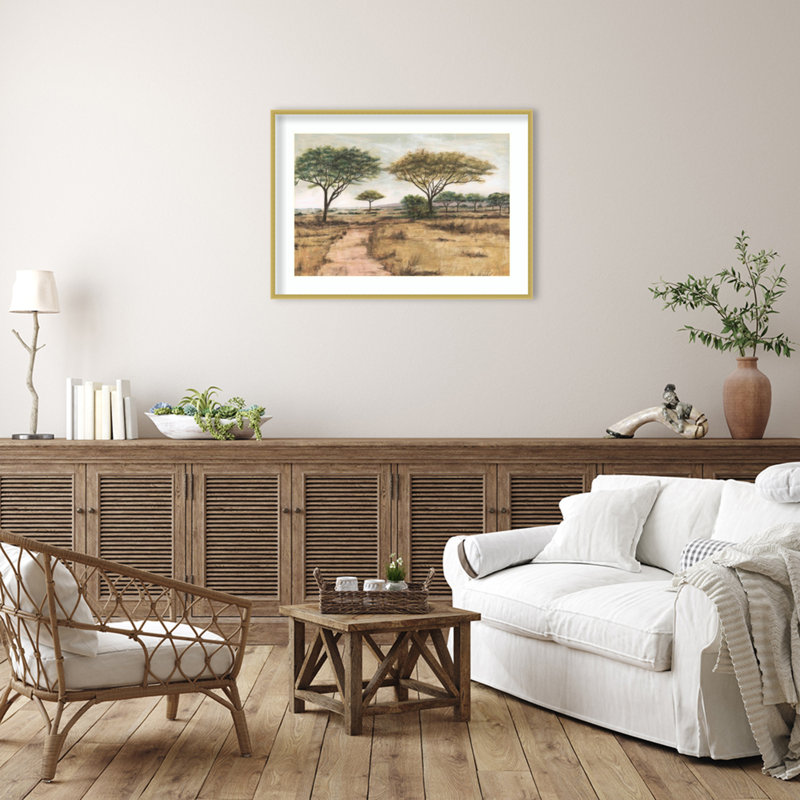 «Savanna Plain I» par Michael Willett, impression sur bois encadrée, H 30 po x l 41 po