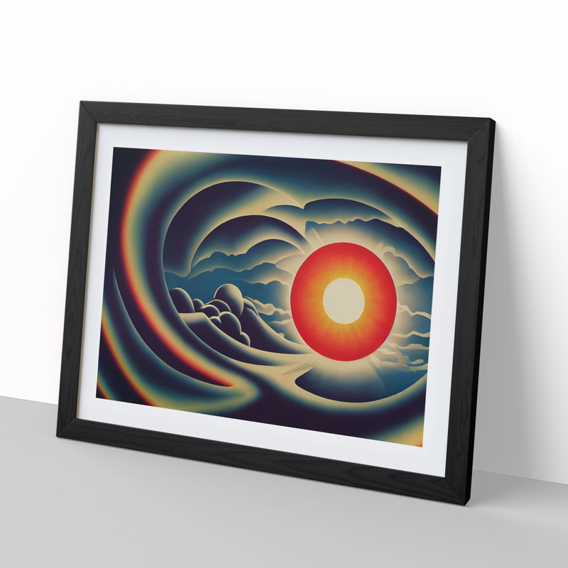 Abstract Sunset Sun Vol.2 - Single Picture Frame Print, 46cm H x 64cm W x 2cm D, Black